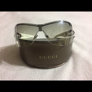 Gucci wrap sunglasses. Gray and white. Used.
